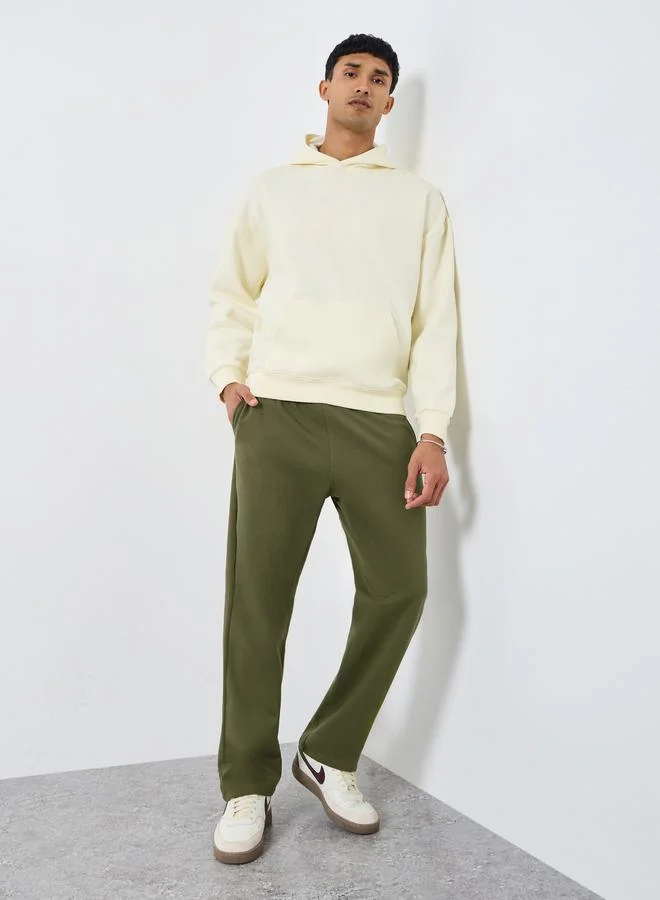 Men Olive Green Essential Slogan Joggers
